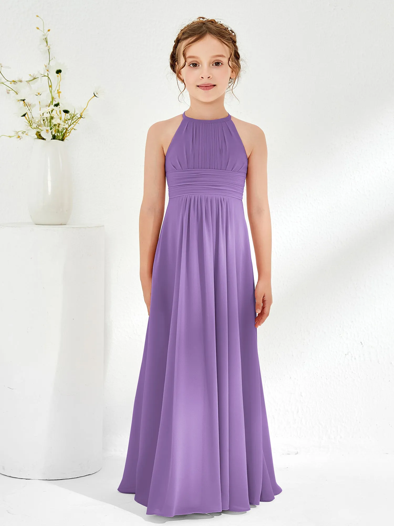 Halter Chiffon Junior Bridesmaid Dresses Tahiti