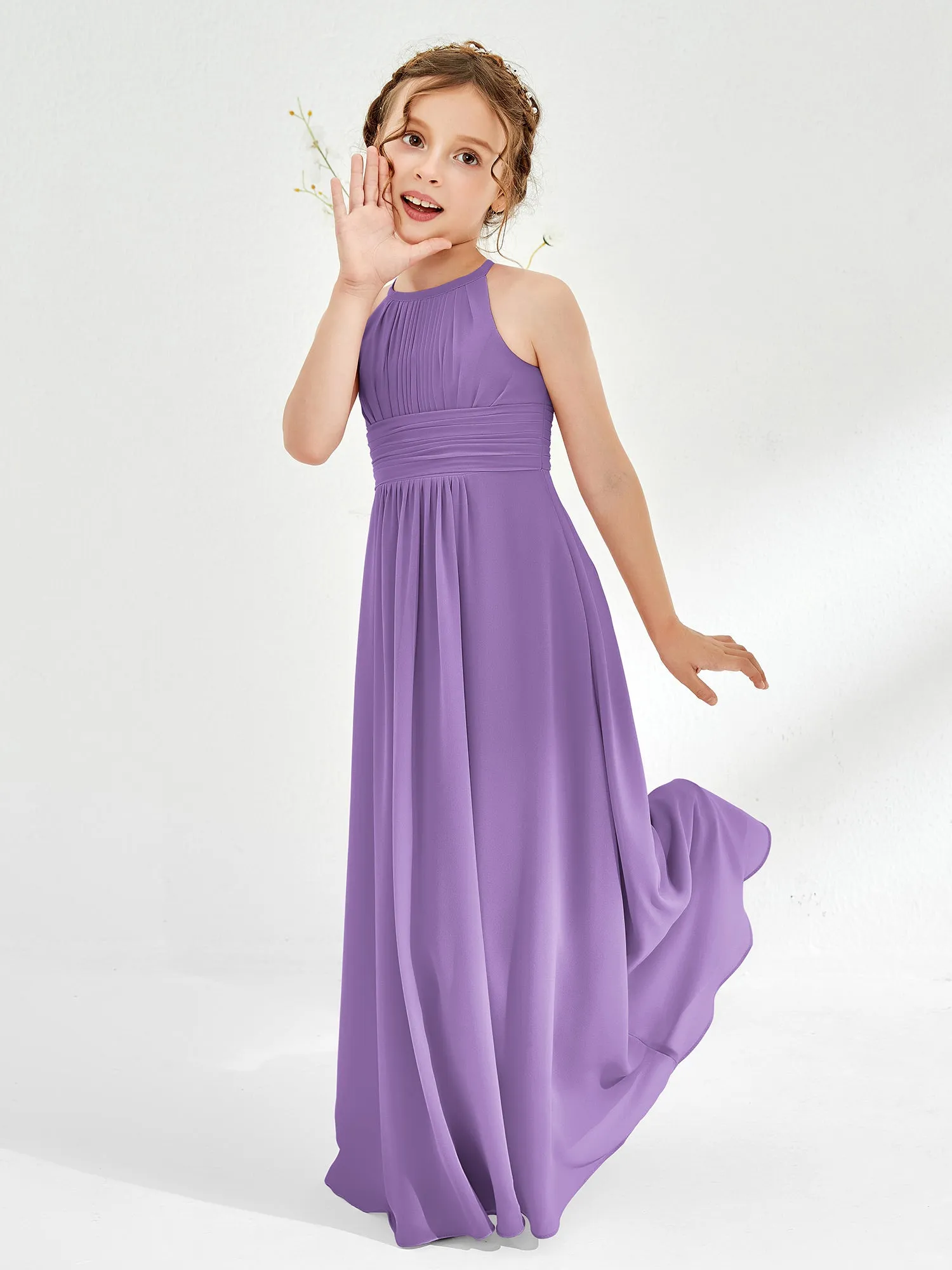 Halter Chiffon Junior Bridesmaid Dresses Tahiti