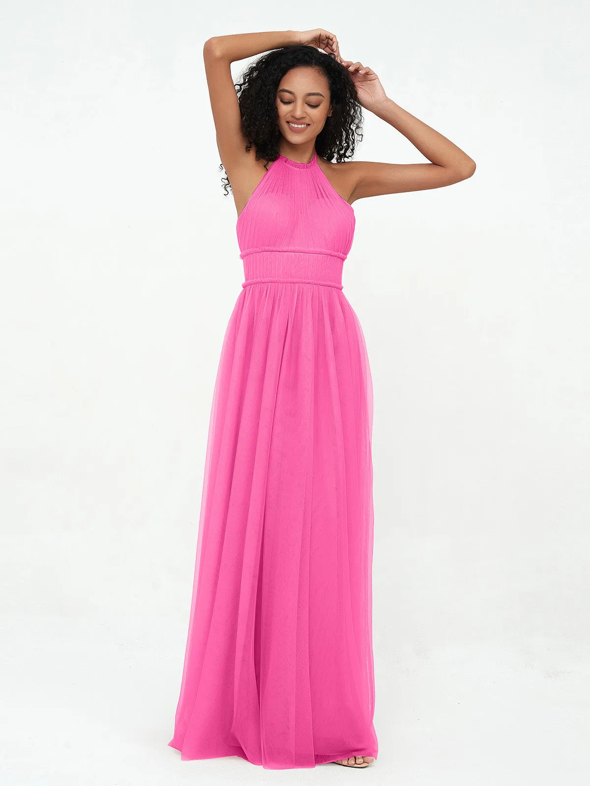 Illusion Halter Tulle Maxi Boho Dresses-Azalea