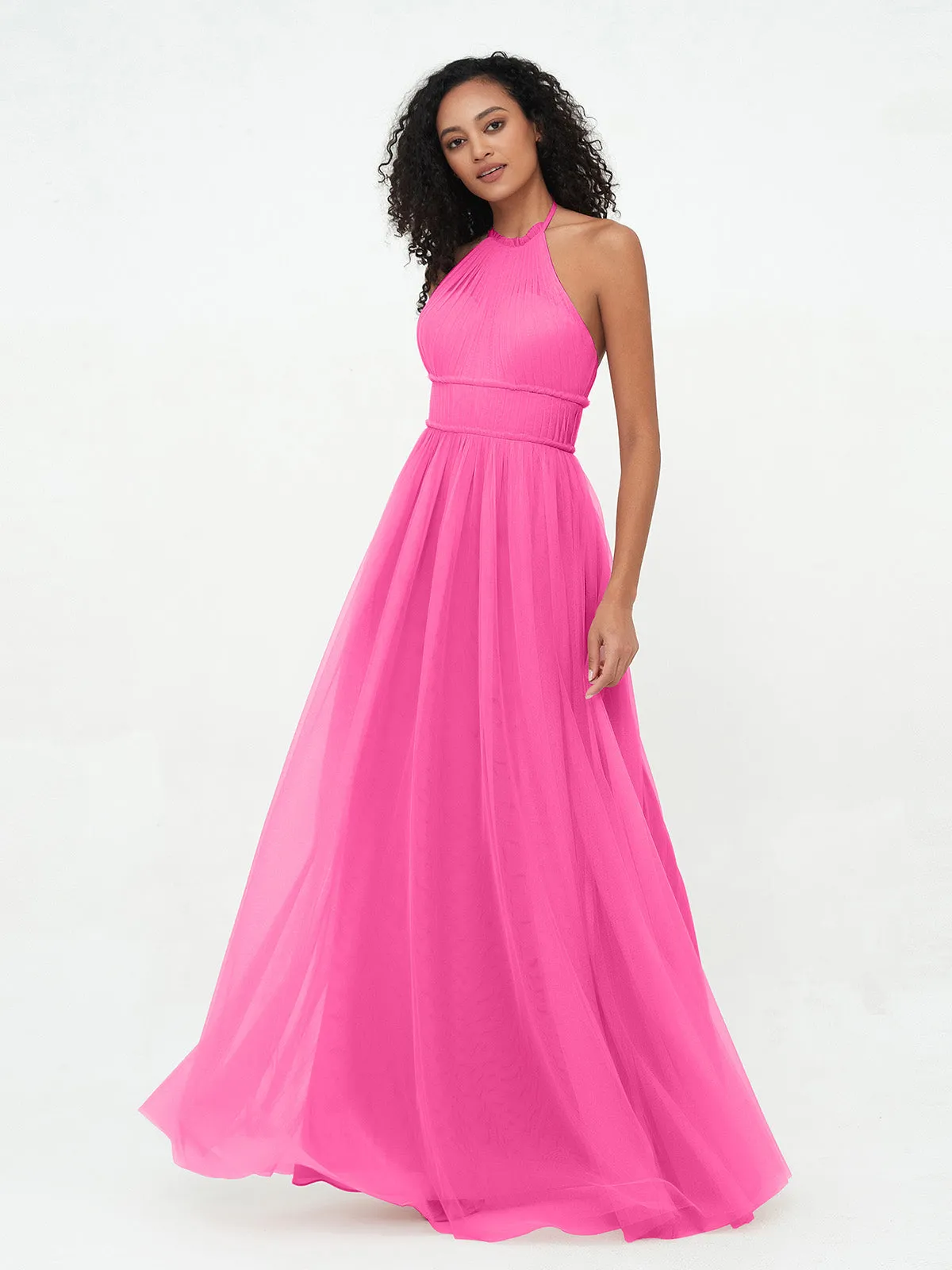 Illusion Halter Tulle Maxi Boho Dresses-Azalea