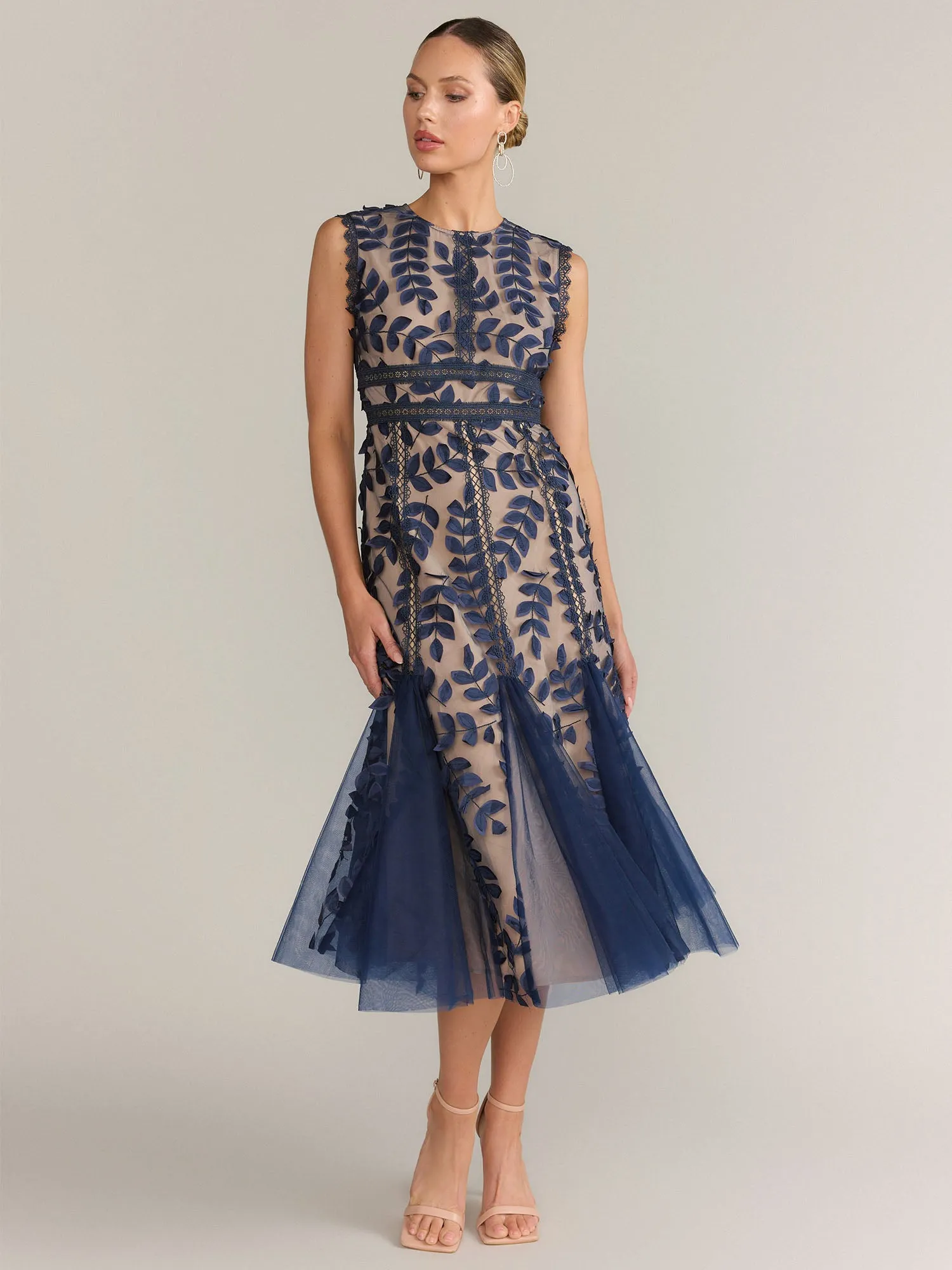 Just Me Leaf Lace Midi Fit & Flare Dress - Brands We Love