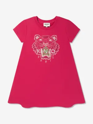 KENZO Girls Tiger T-Shirt Dress in Pink