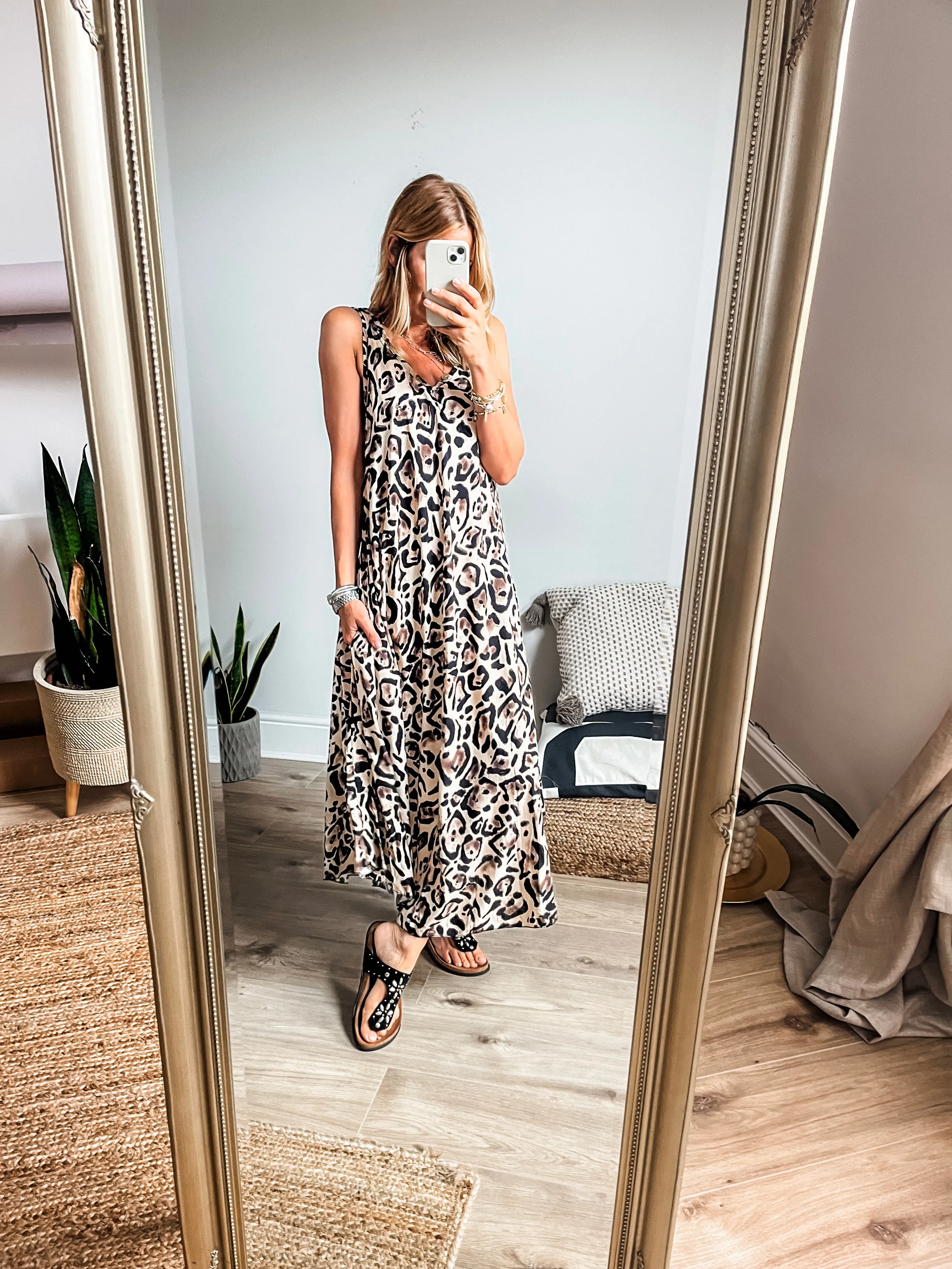 Leopard Print Flare Maxi Dress