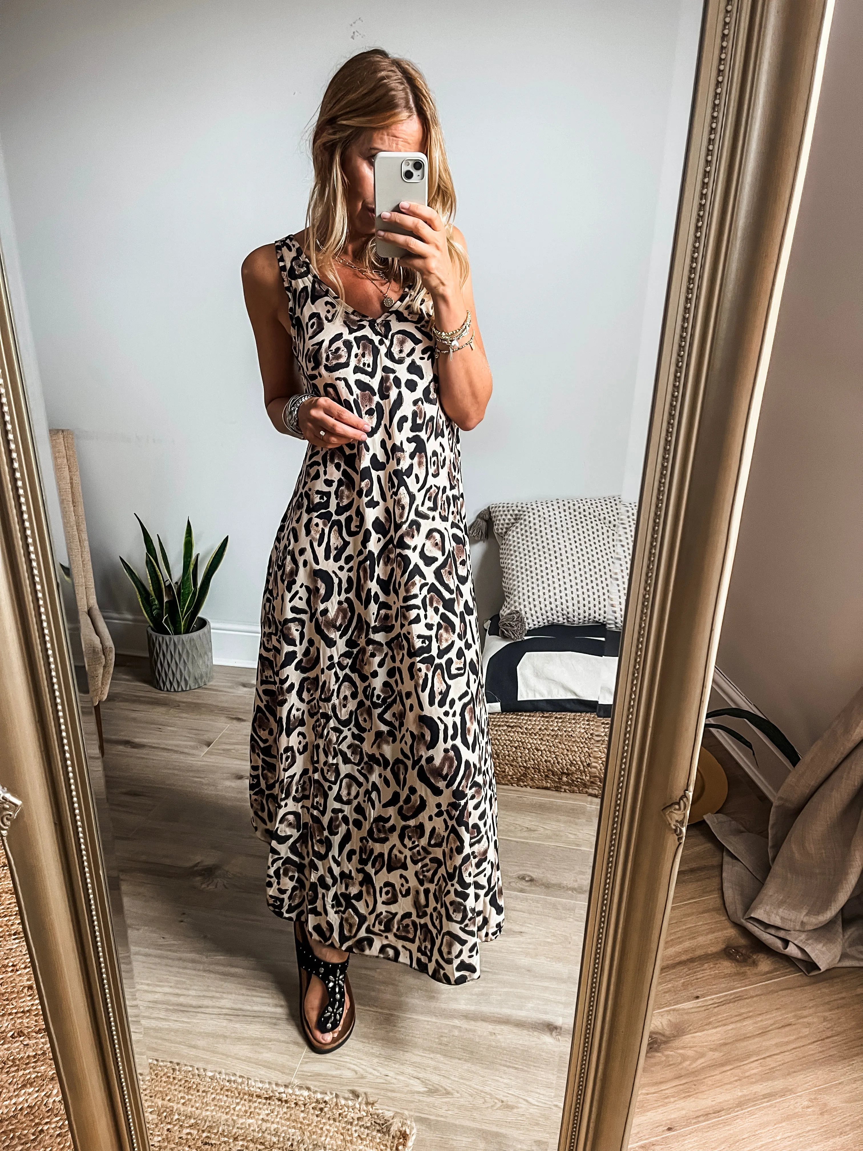 Leopard Print Flare Maxi Dress