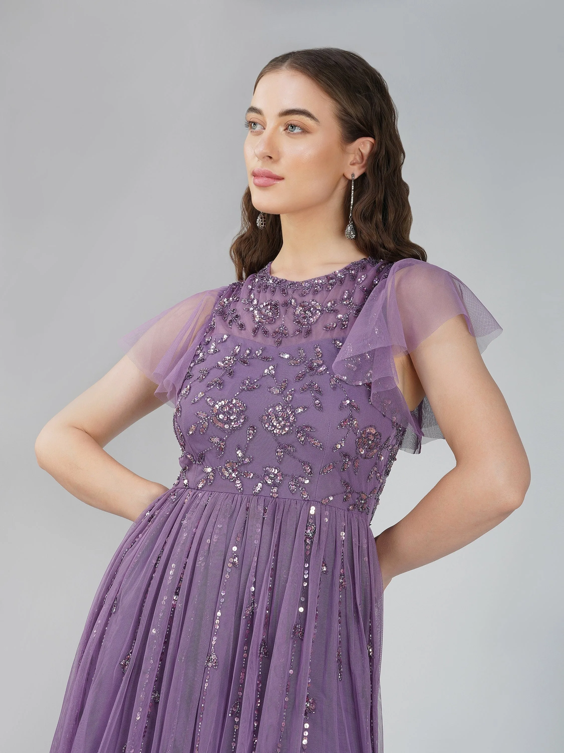 Marly Purple Embellished Maxi Dress