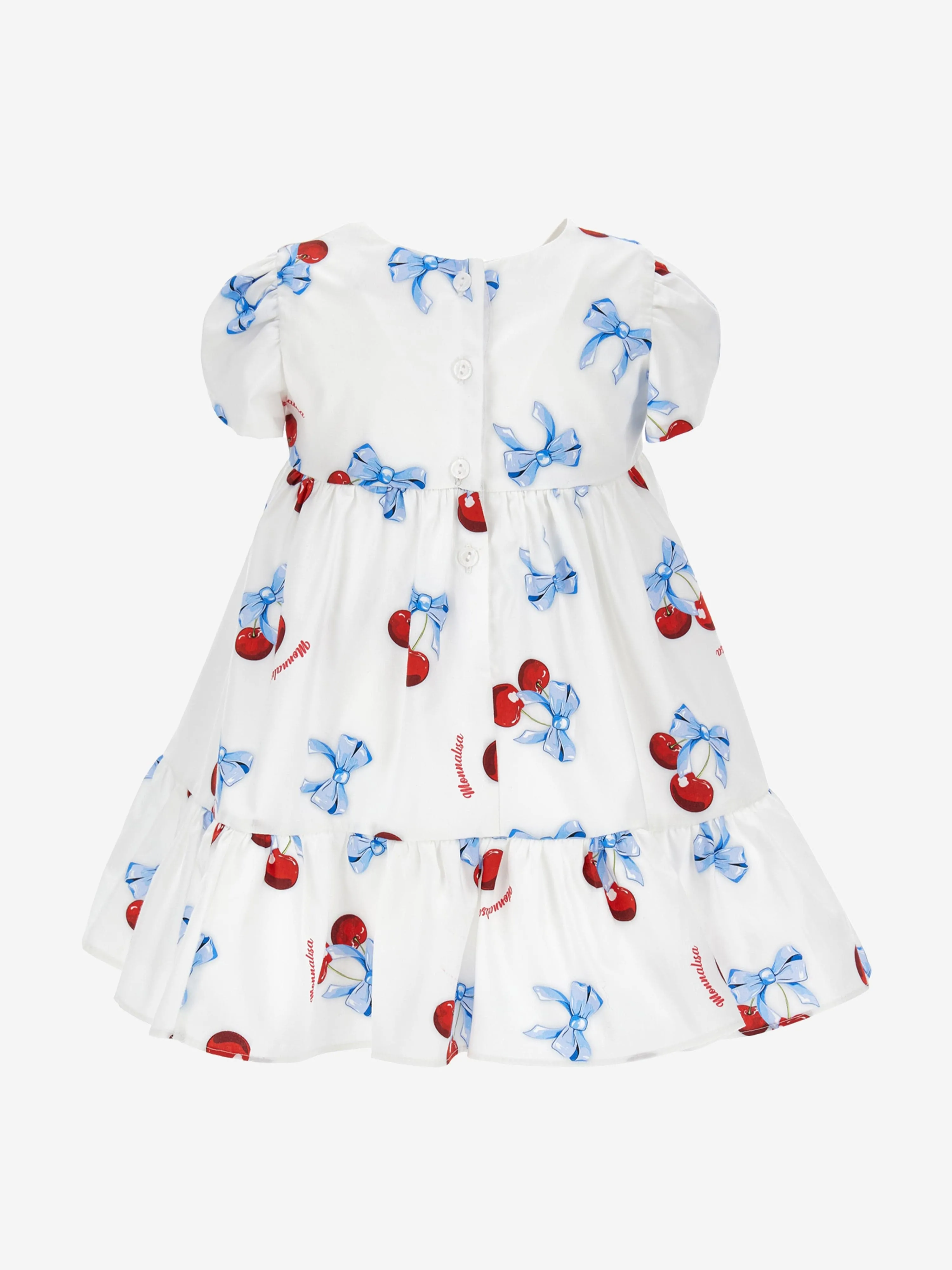 Monnalisa Baby Girls Cherry Print Dress in White