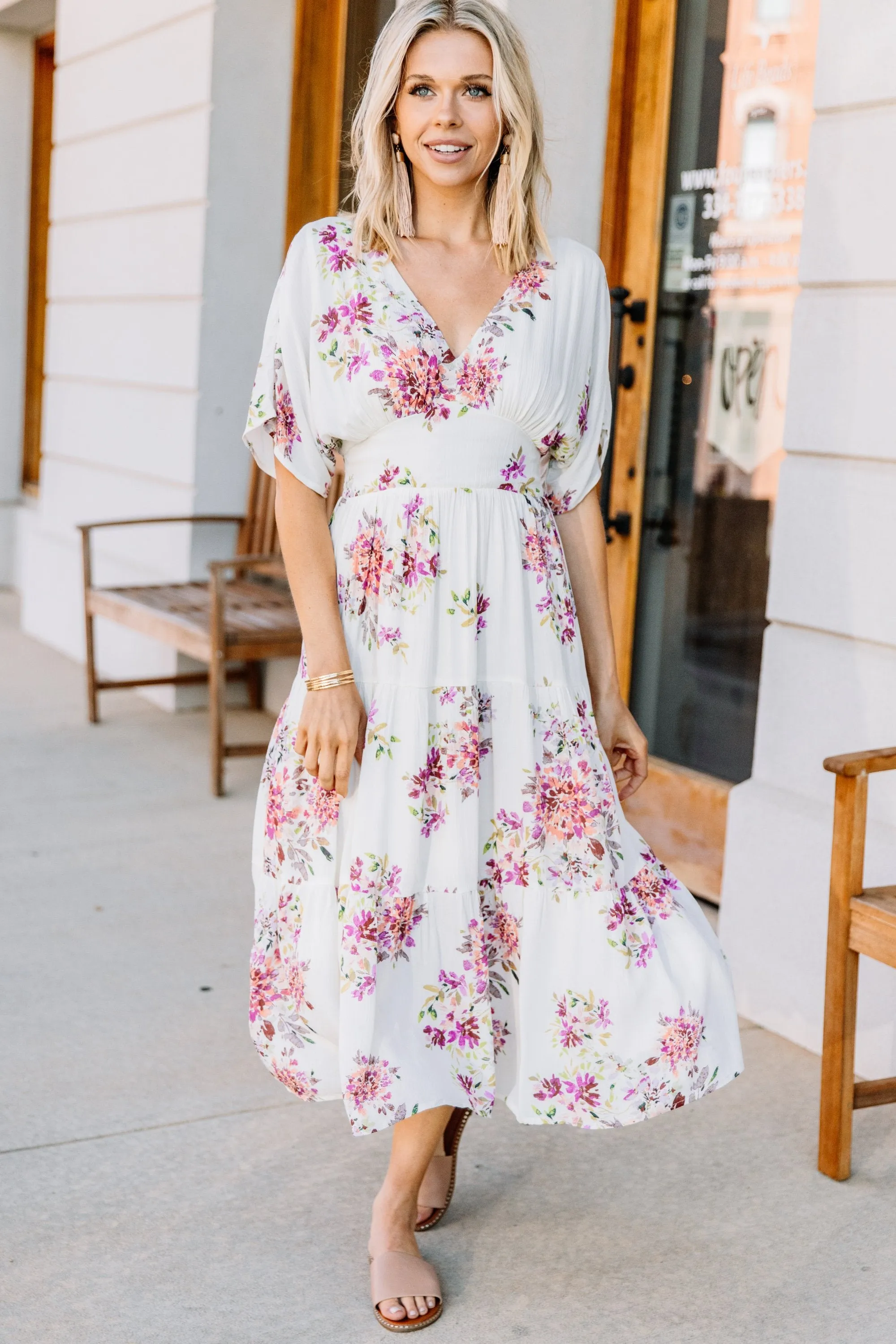 More Than Fun Ivory White Floral Maxi Dress