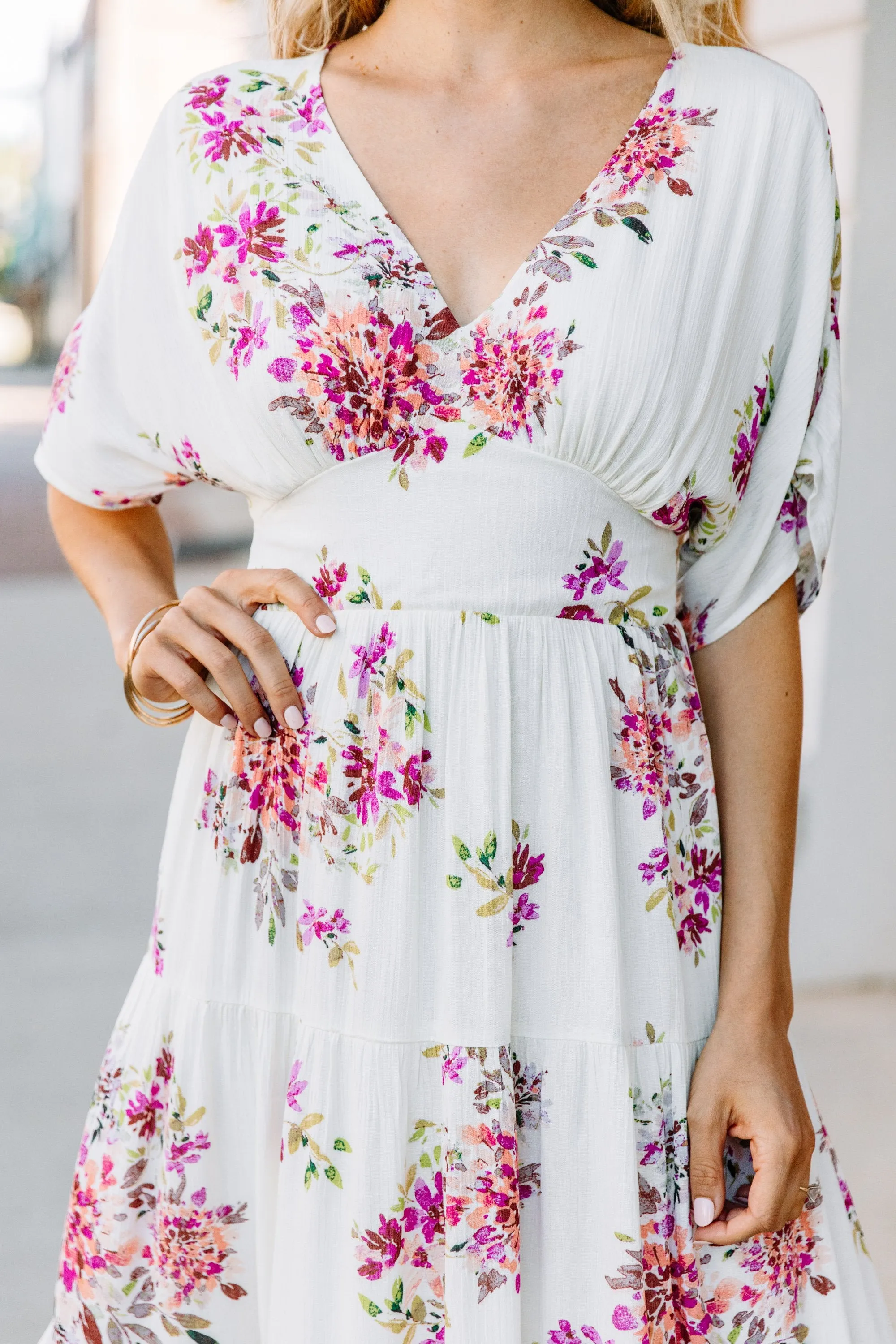 More Than Fun Ivory White Floral Maxi Dress