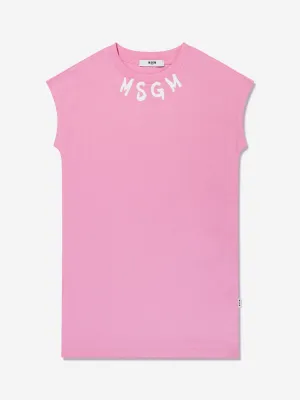 MSGM Girls Sleeveless Midi T-Shirt Dress in Pink