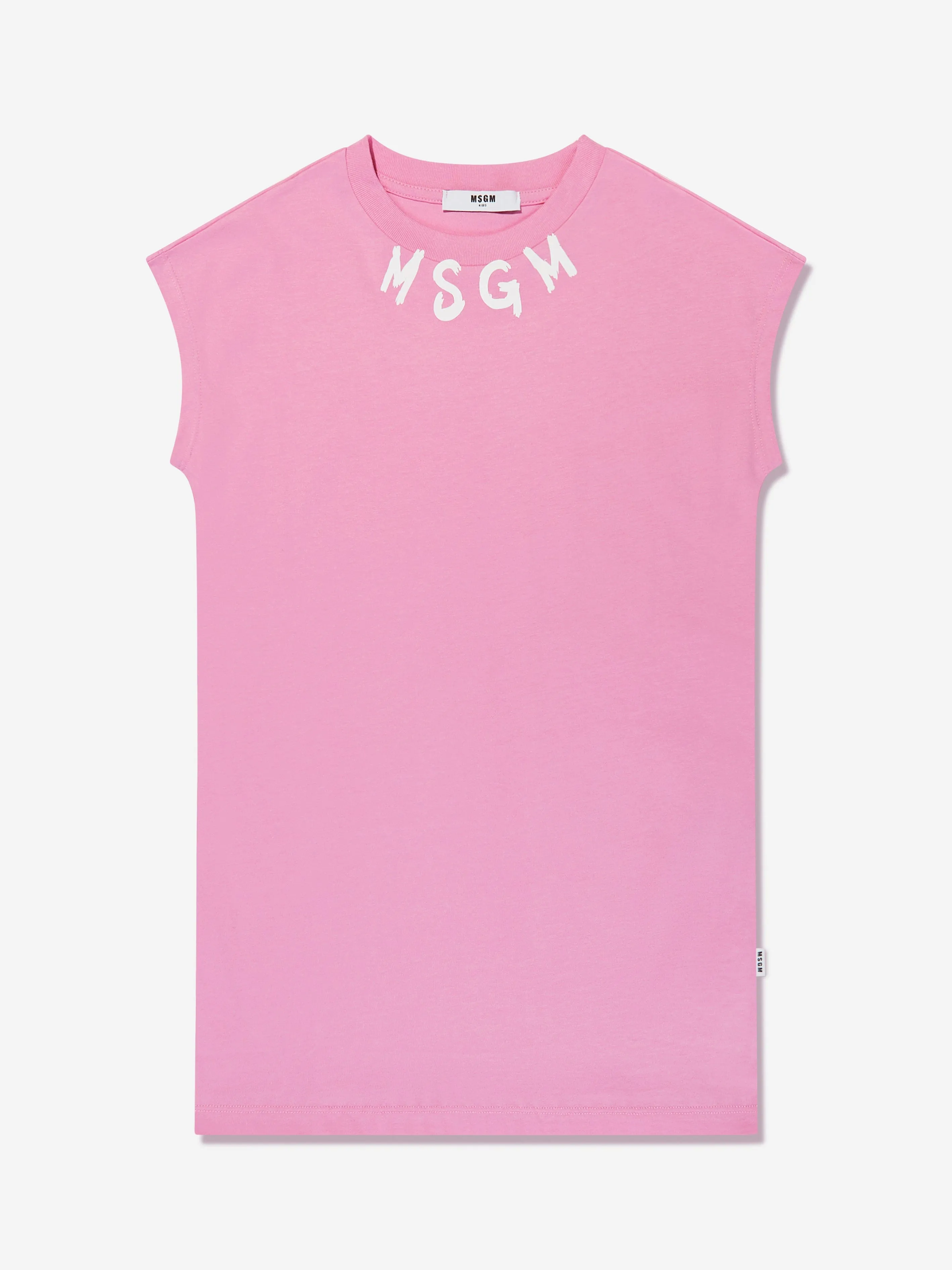 MSGM Girls Sleeveless Midi T-Shirt Dress in Pink