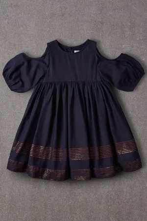 Nellystella Vanessa Girls Dress - Navy/Copper