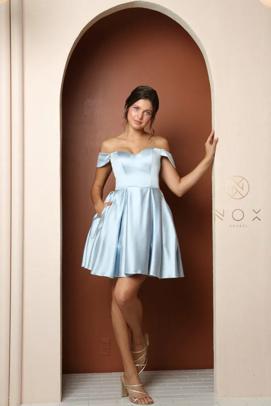 NOX ANABEL R773 Off Shoulder Sweetheart Short Cocktail Dress