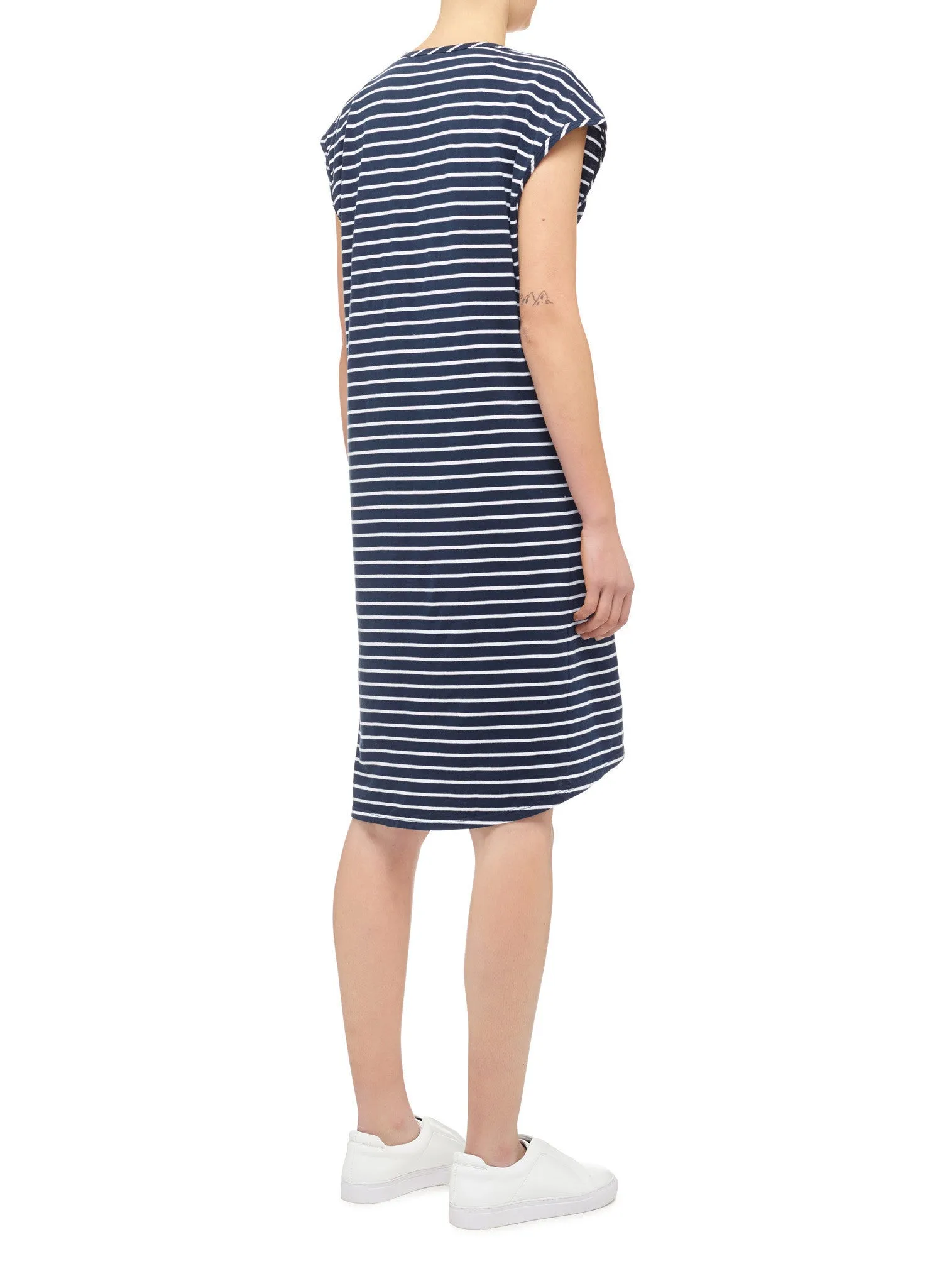 Organic Drape Dress - Navy/White