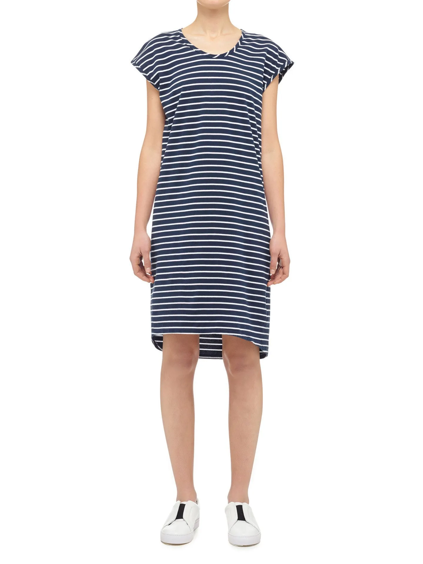 Organic Drape Dress - Navy/White