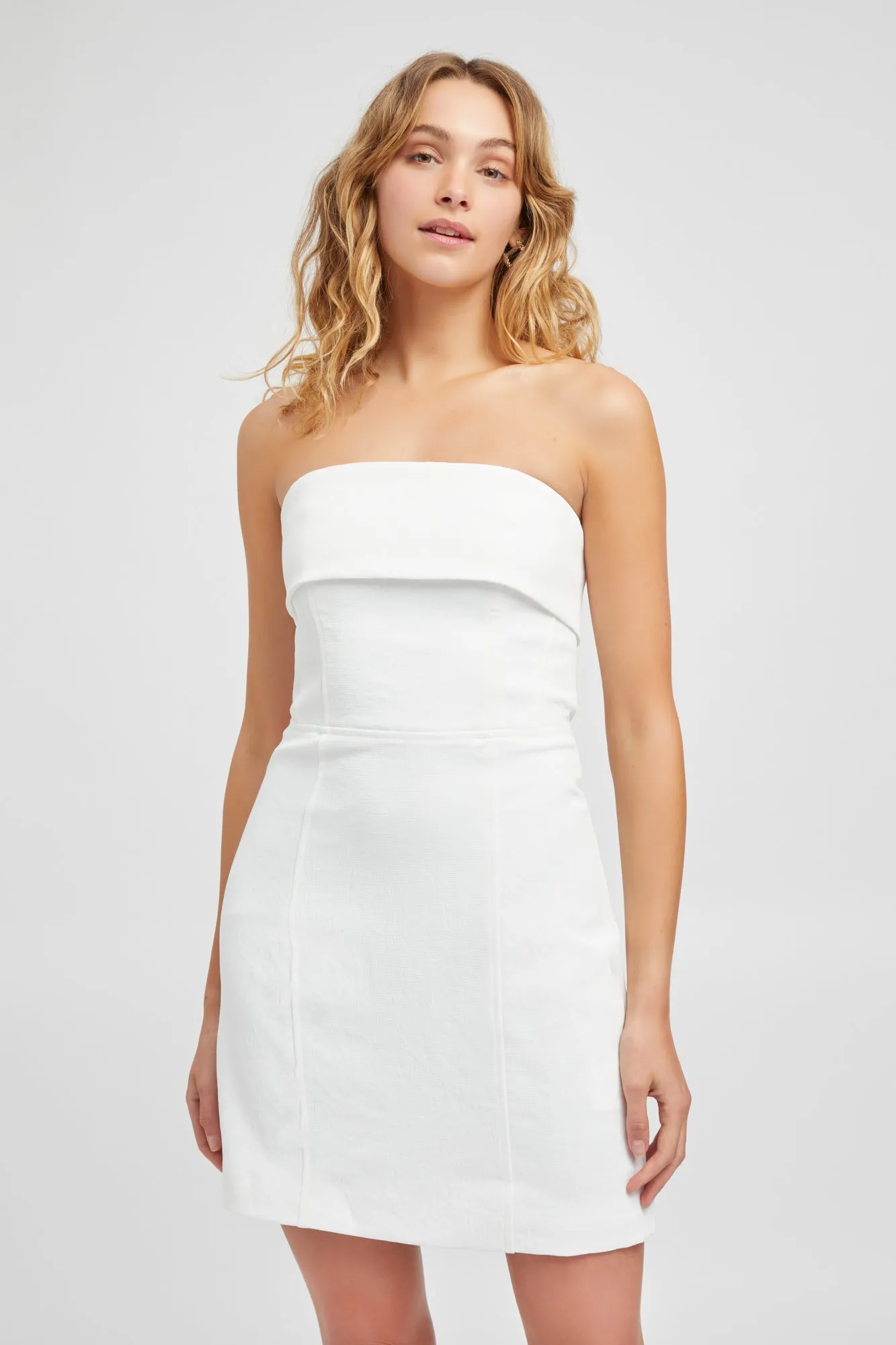 Oyster Strapless Mini Dress