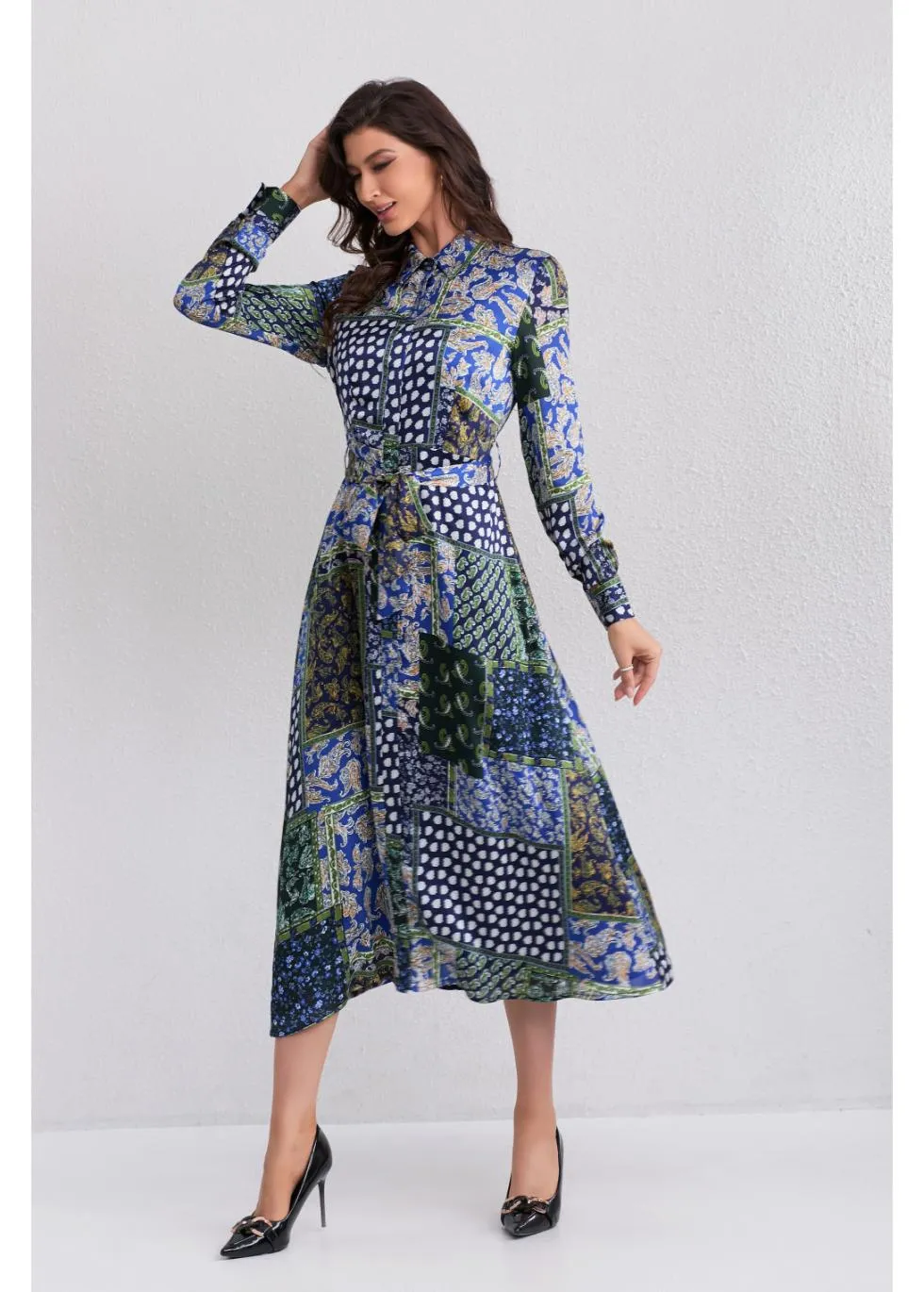 Regal Mosaic Midi Dress