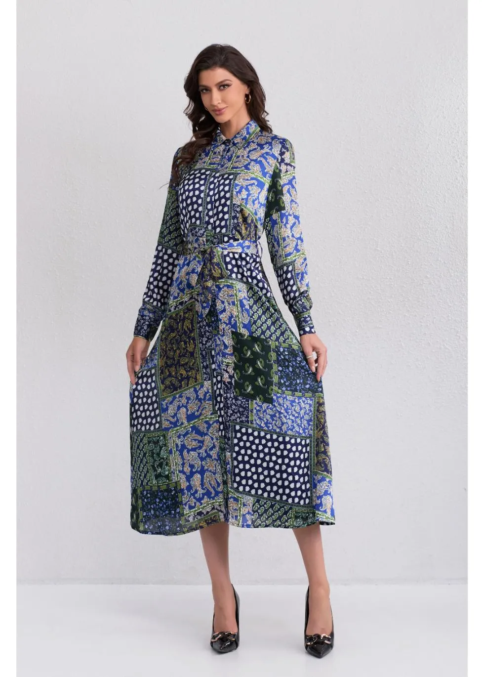 Regal Mosaic Midi Dress