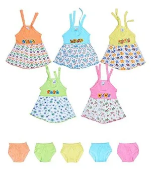 Sathiyas baby Girls Colorful Gowns with Jettys - Pack of 5