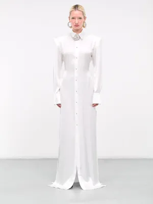 Satin Shirt Gown (DK14L-WHITE-SILVER)