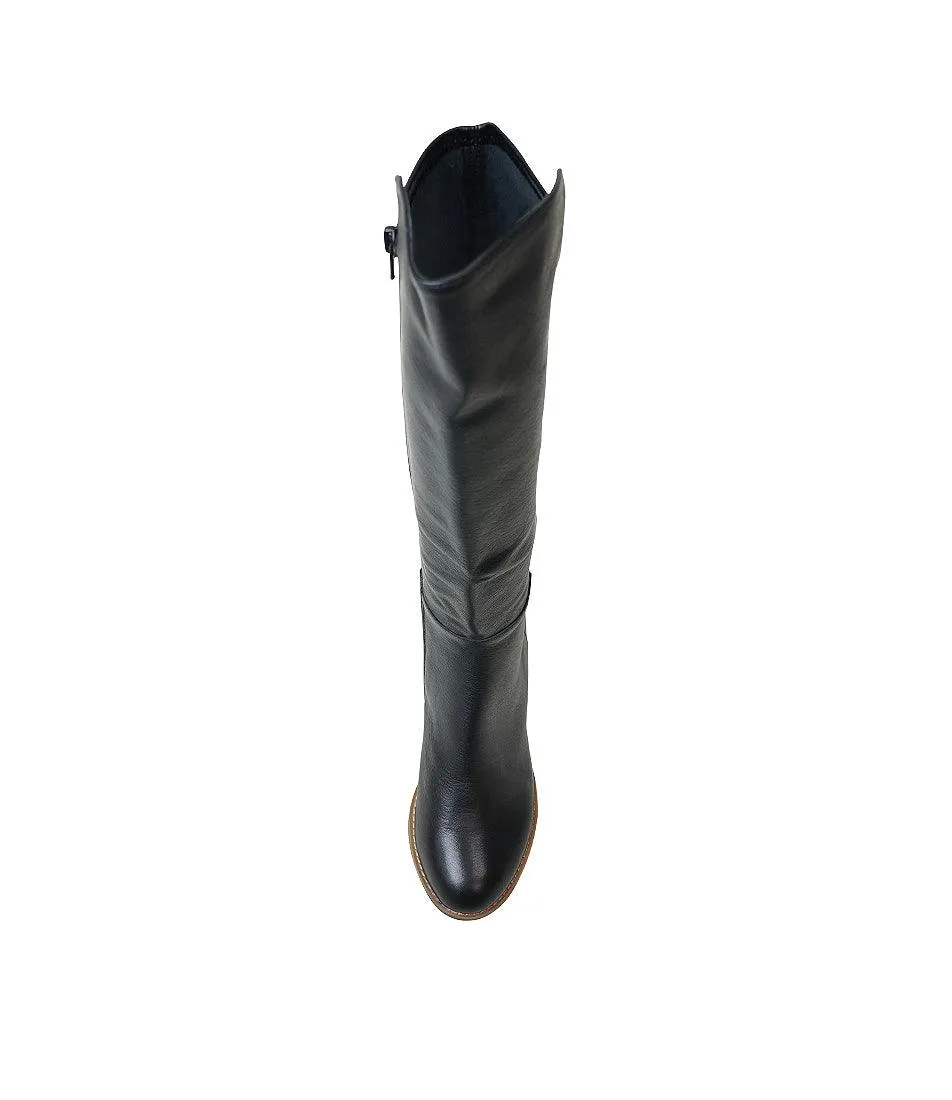 Setley Black/ Natural Heel Leather Knee High Boots