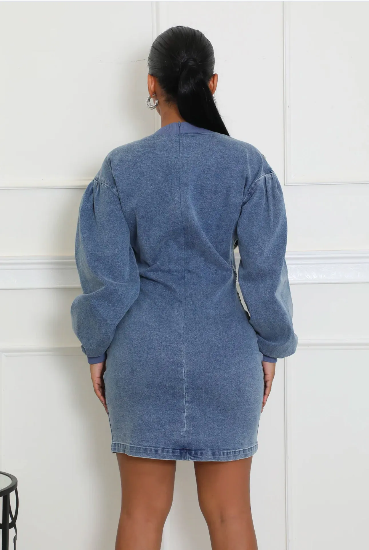 Short Denim Dress With Chains