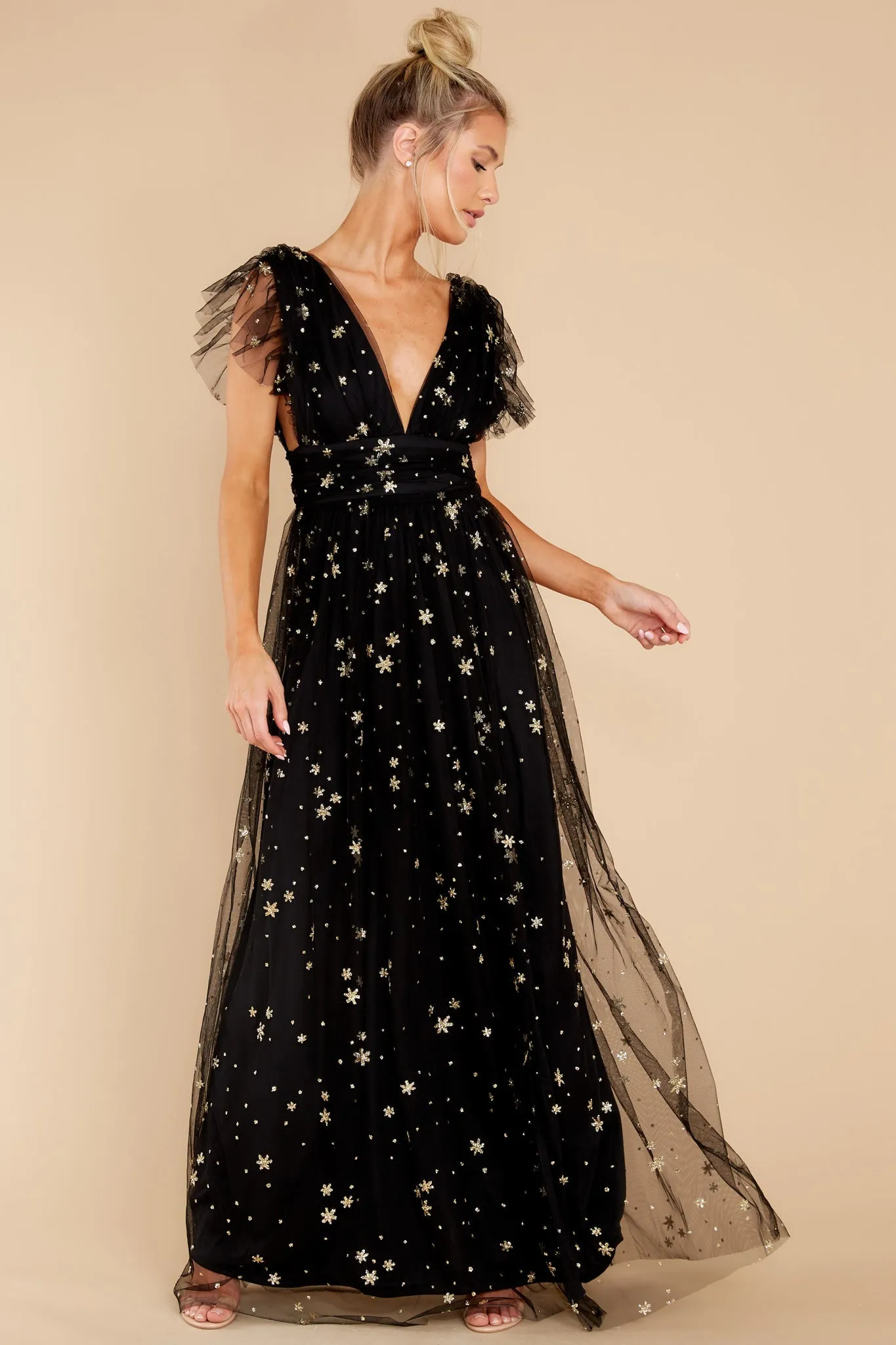 Stargazing Sparkle Black Maxi Dress