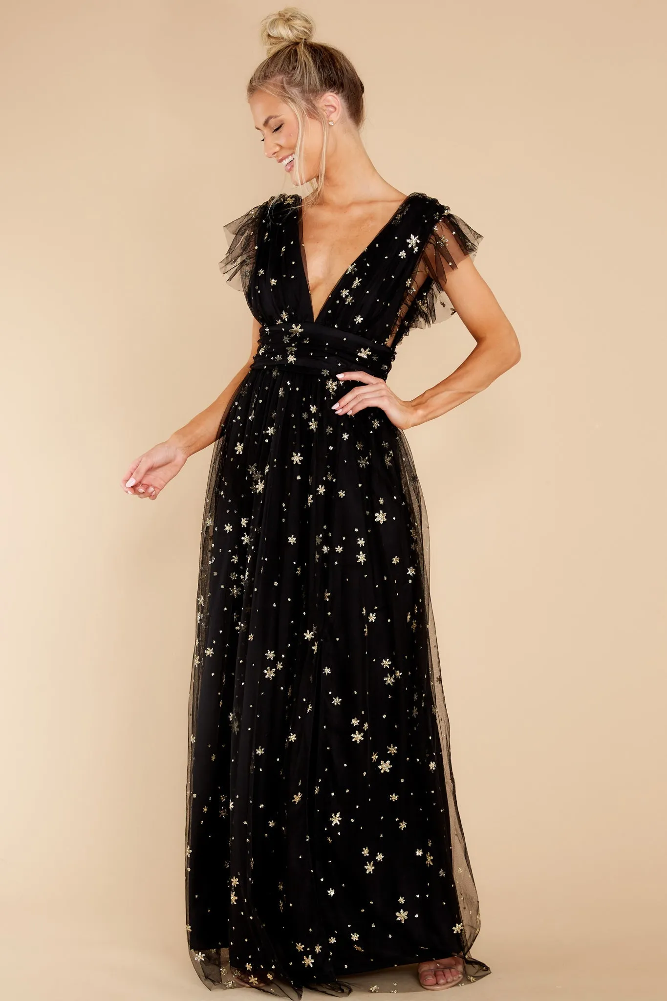 Stargazing Sparkle Black Maxi Dress