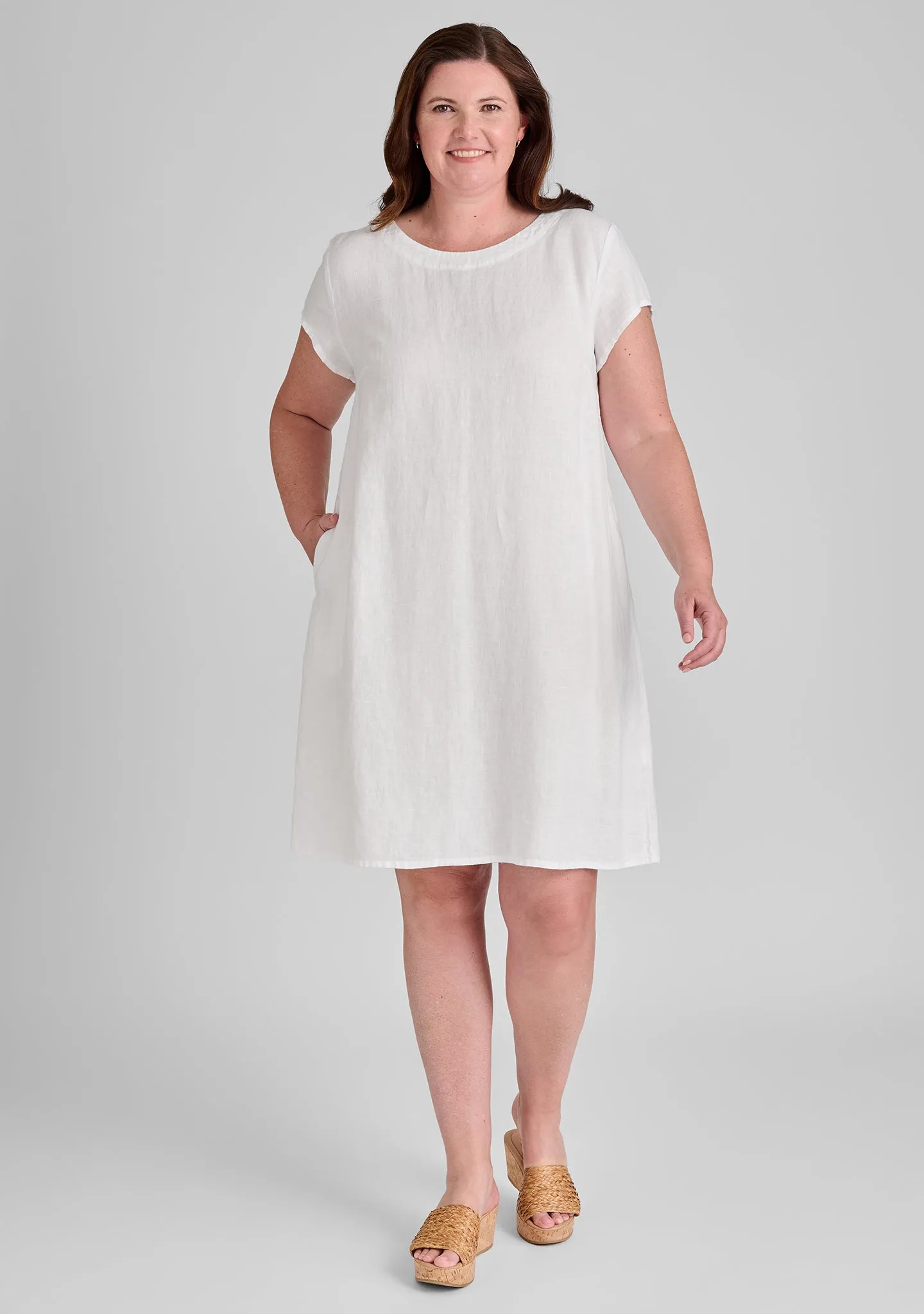 Tuck Back Dress - Linen Shift Dress