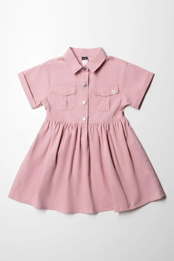 Twill Utility Dress Dusty Pink