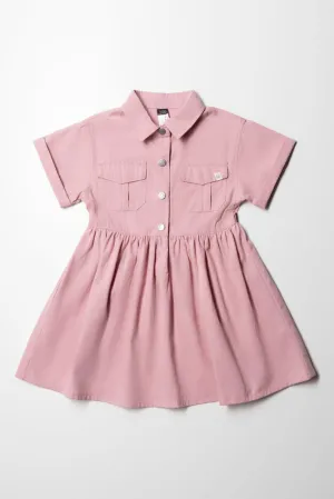 Twill Utility Dress Dusty Pink