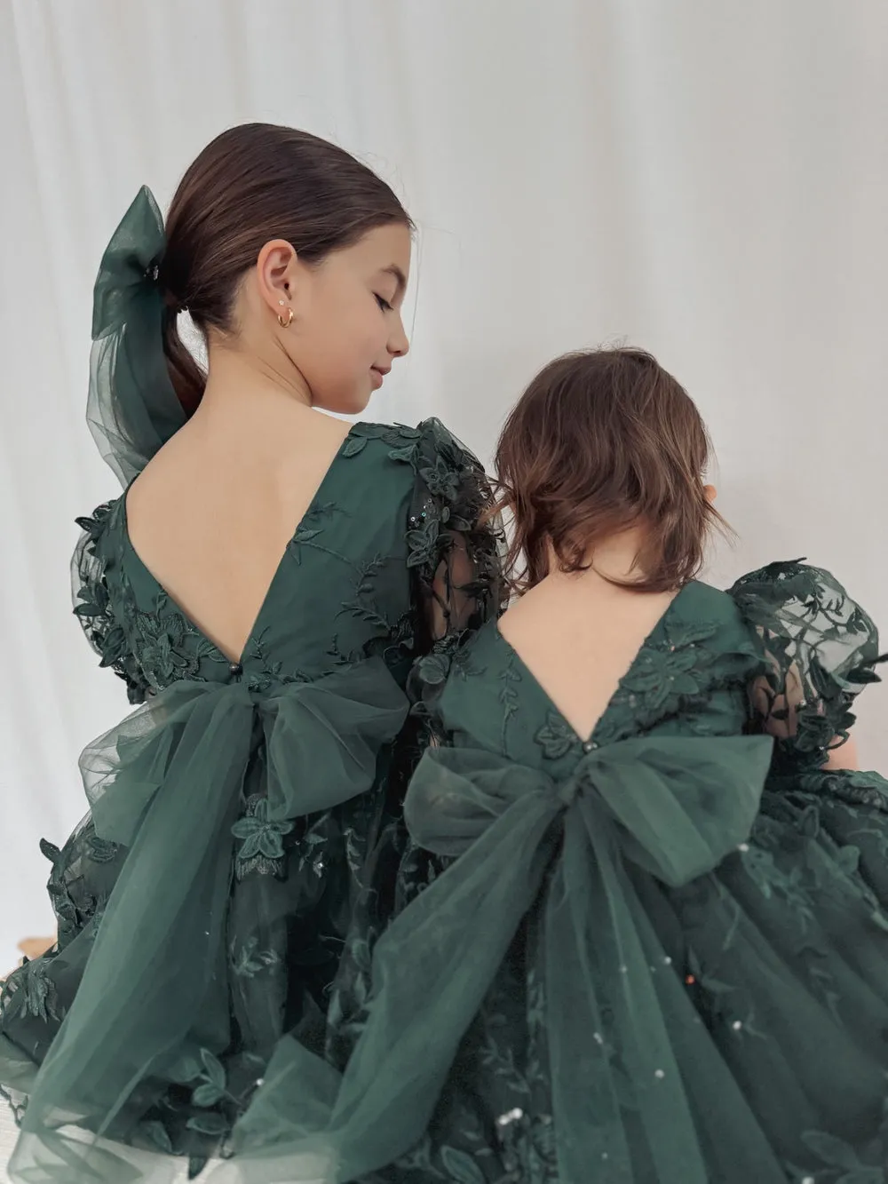 Vienna Long Tulle Bow - Green