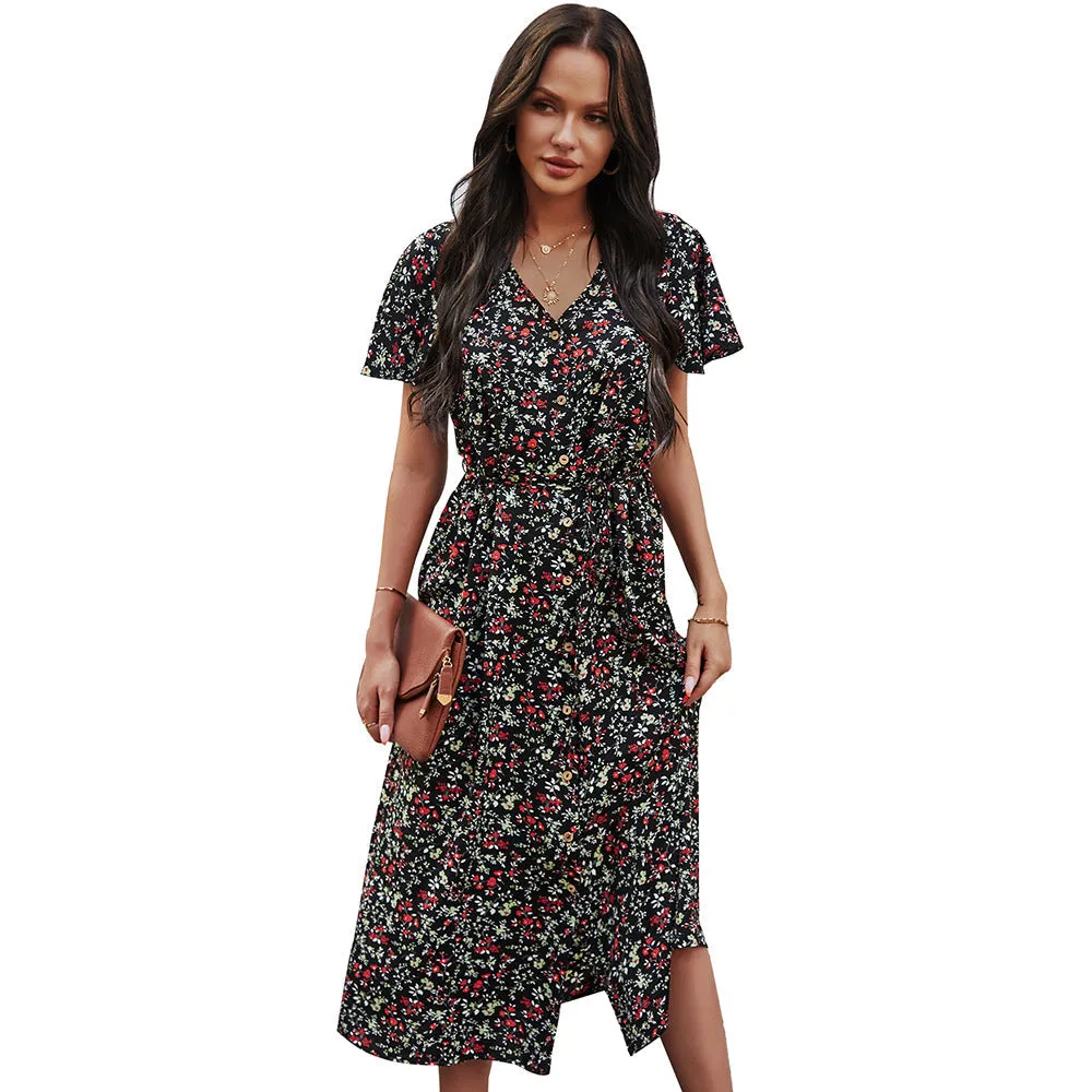 Women's Retro Floral Long Dress